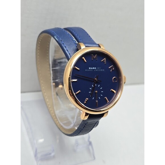 Marc Jacobs Sally Rose Gold Blue Leather Wrap Watch Womens New Battery Quartz - Picture 3 of 11